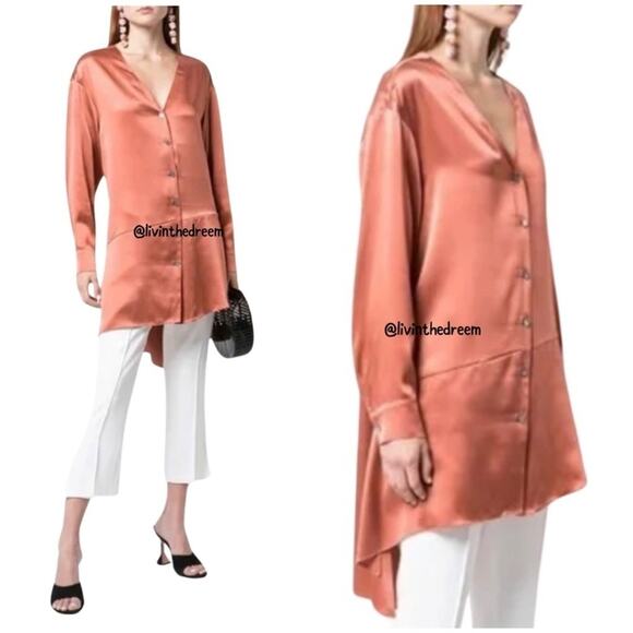 #T191 Cinq a Sept Opal Silk Tunic Dress In Rosewood SZ M $395 - Picture 4 of 14